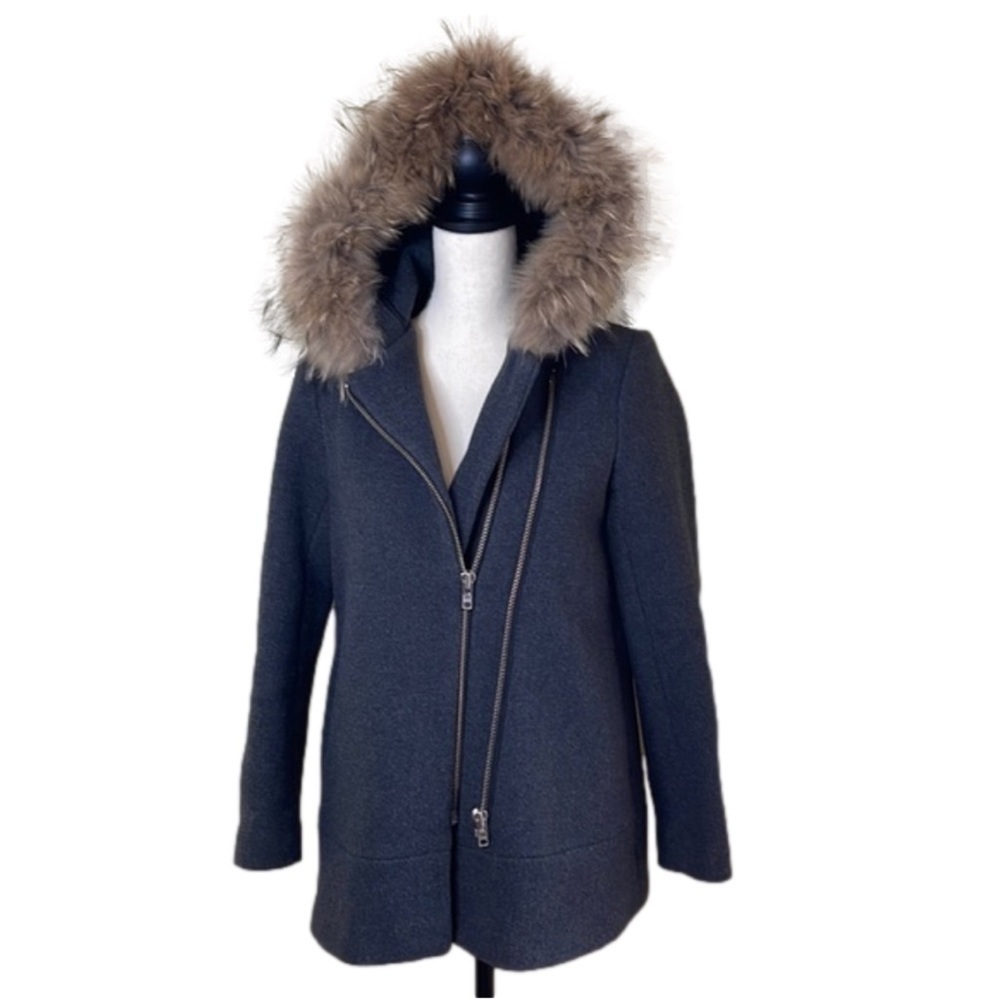 Sandro gray wool coat - size 36 - with double zippers